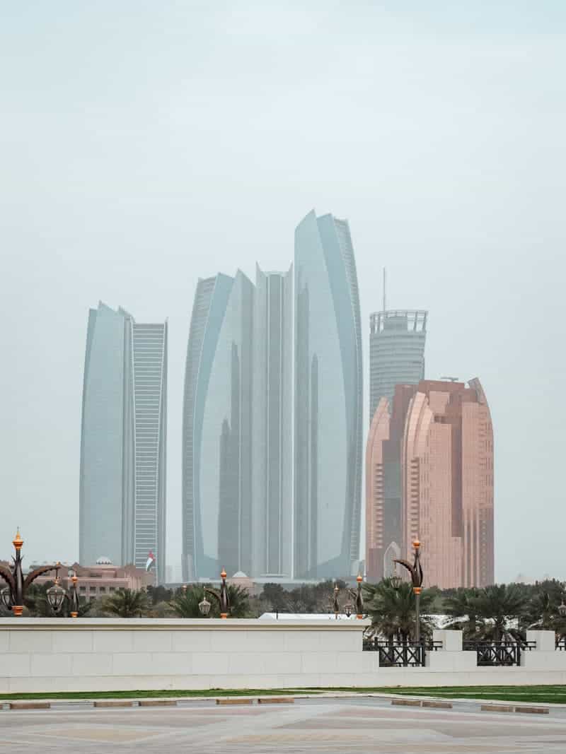 View of the Etihad Towers on the Abu Dhabi Corniche