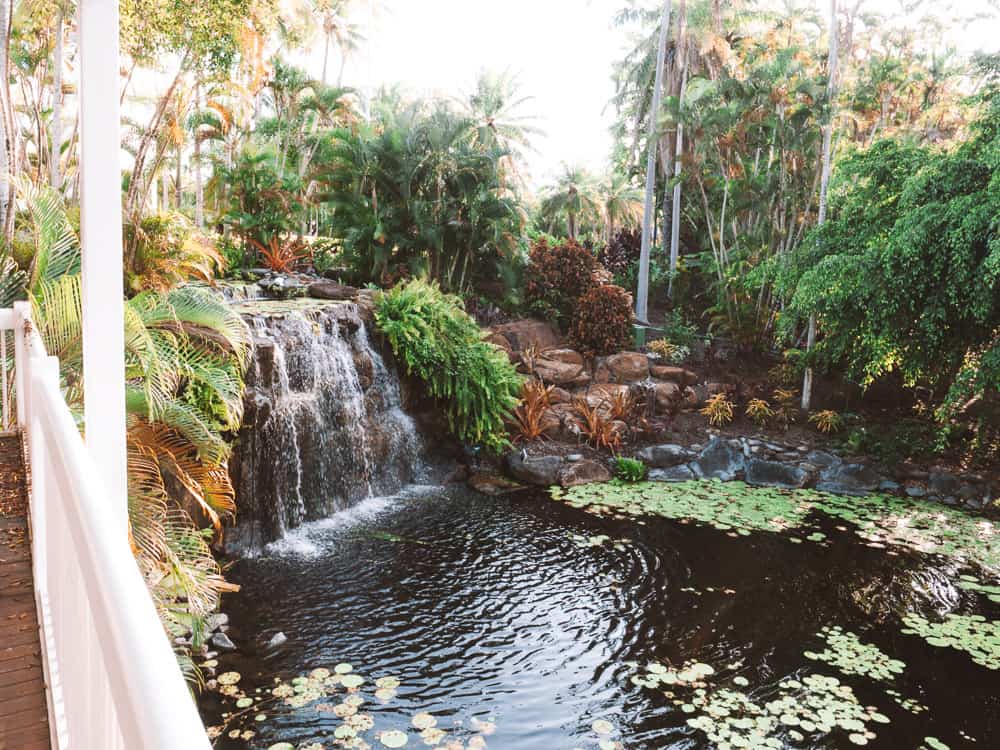 A waterfall feature at the Sheraton Grand Mirage Resort in Port Douglas