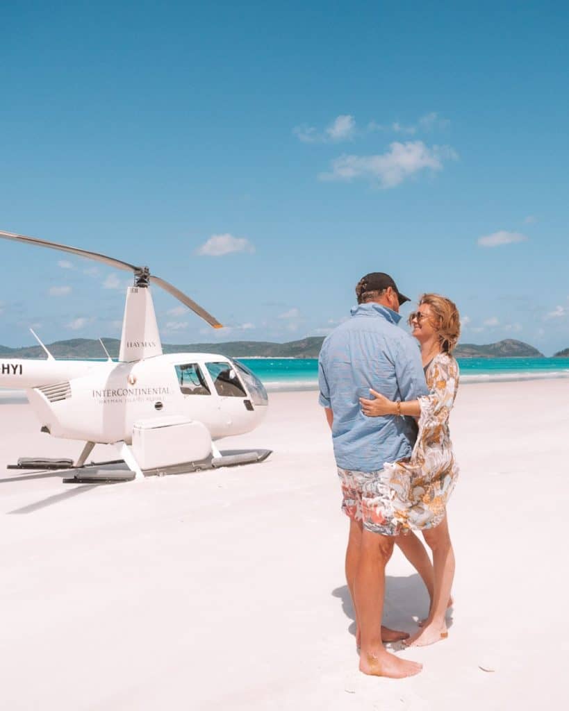Taking a helicopter flight to Whitehaven Beach is one of the best things to do on Hayman Island holiday