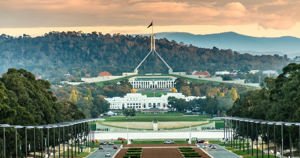 Views of Australian Parliament House in Canberra